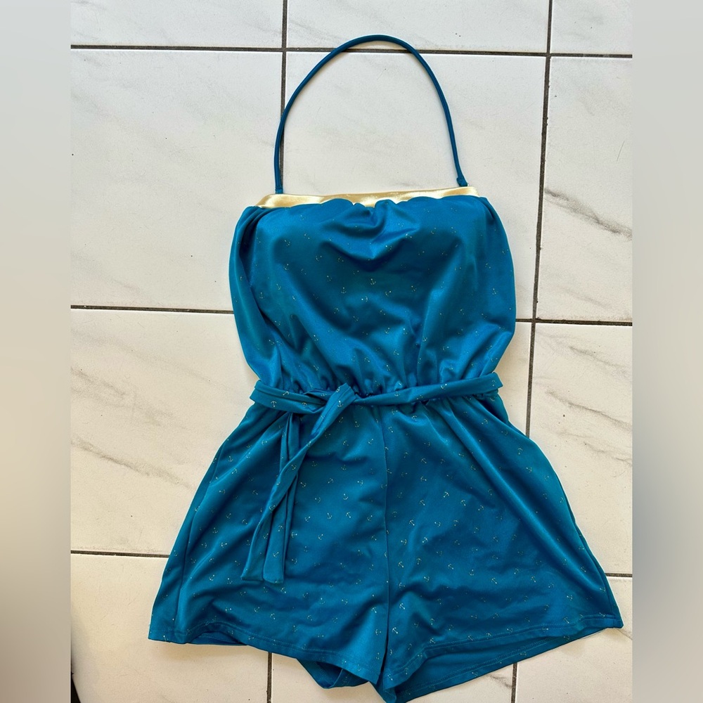 Vintage Anchor Print Short Romper